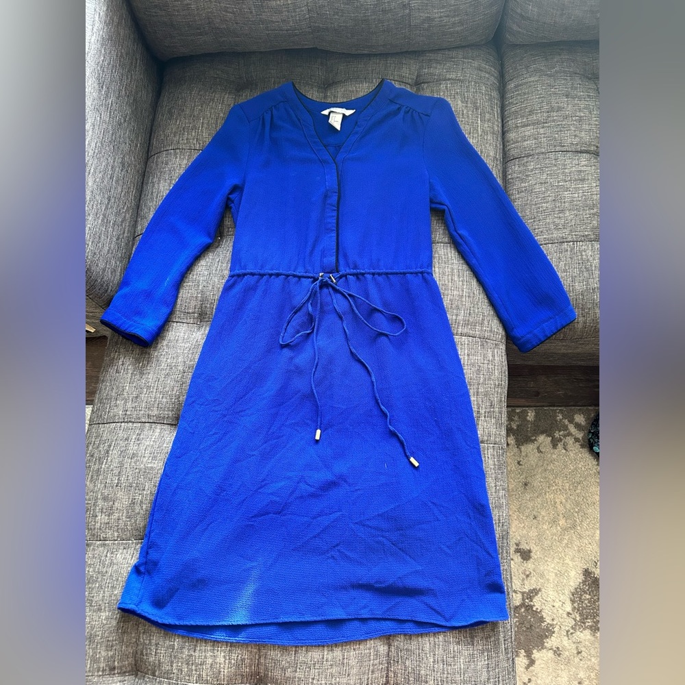 H&M Blue Half Sleeve A-Line Dress (US 6)